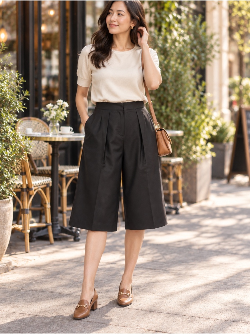 NWT BR Monogram Banana Republic Black Pleated Culottes Wide Leg 12S